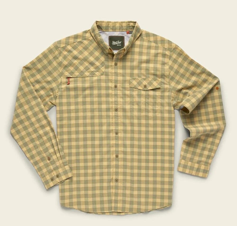 Howler Bros Matagorda Long Sleeve Shirt Palaka Plaid Seaweed Lightweight Size M